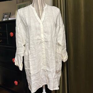 Andrew Marc Linen Tunic Cream Small